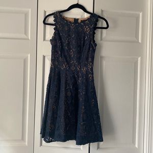 Navy Lace Fit and Flare Dress